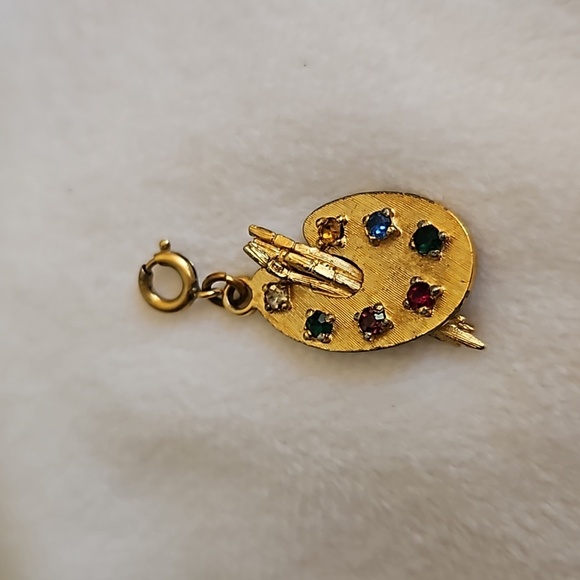 VTG MONET 1960s Artist Pallette Rainbow Crystal Charm - Picture 2 of 5